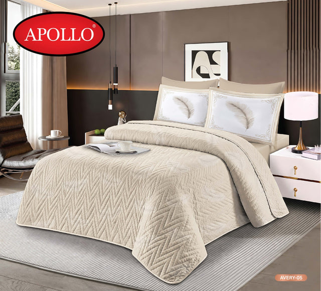 طقم لحاف منقوش — Apollo — كريمي